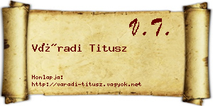 Váradi Titusz névjegykártya