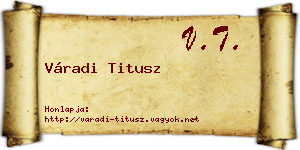 Váradi Titusz névjegykártya